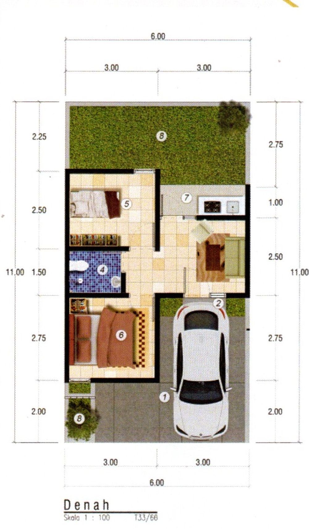 foto denah rumah tipe 33 perumahan Sadana Land I