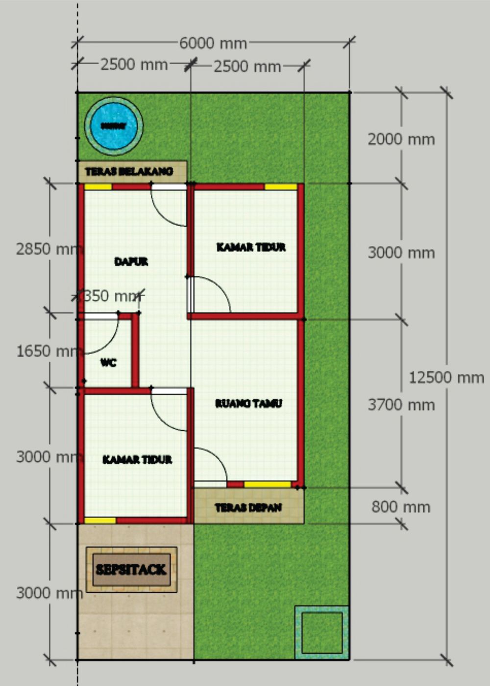 foto denah rumah tipe 36/78 perumahan BCC RESIDENCE