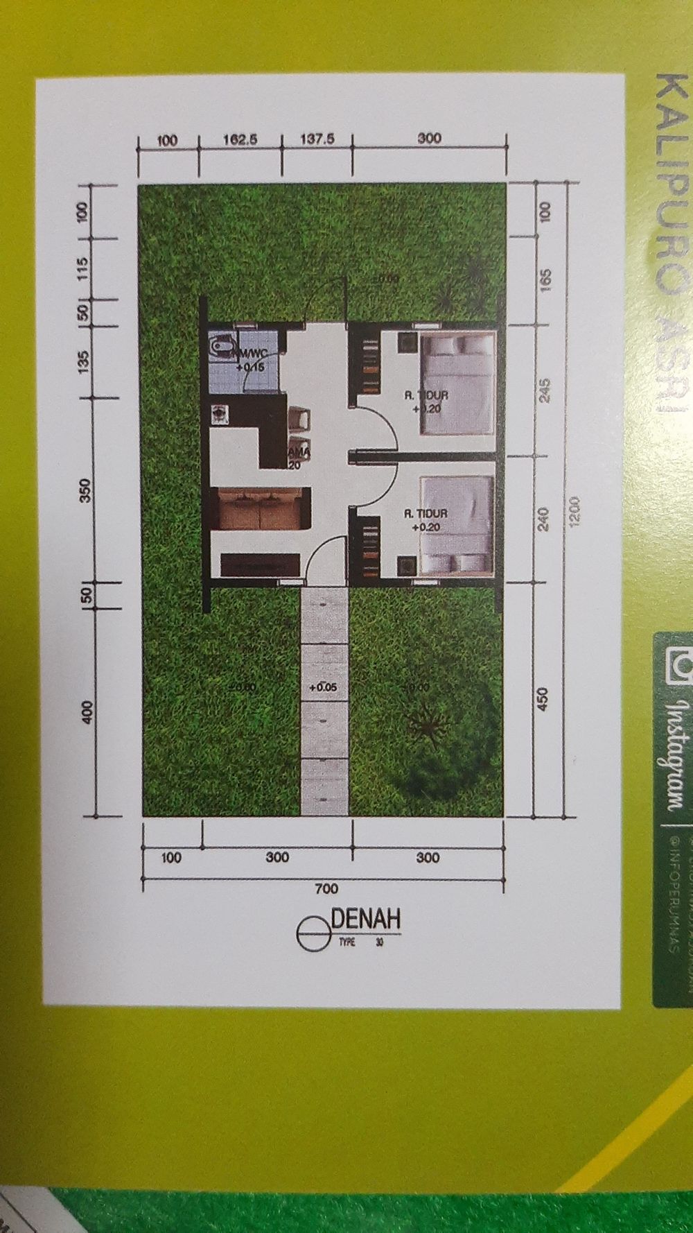 foto denah rumah tipe RST 30 PLUS perumahan Perumnas Kalipuro Asri