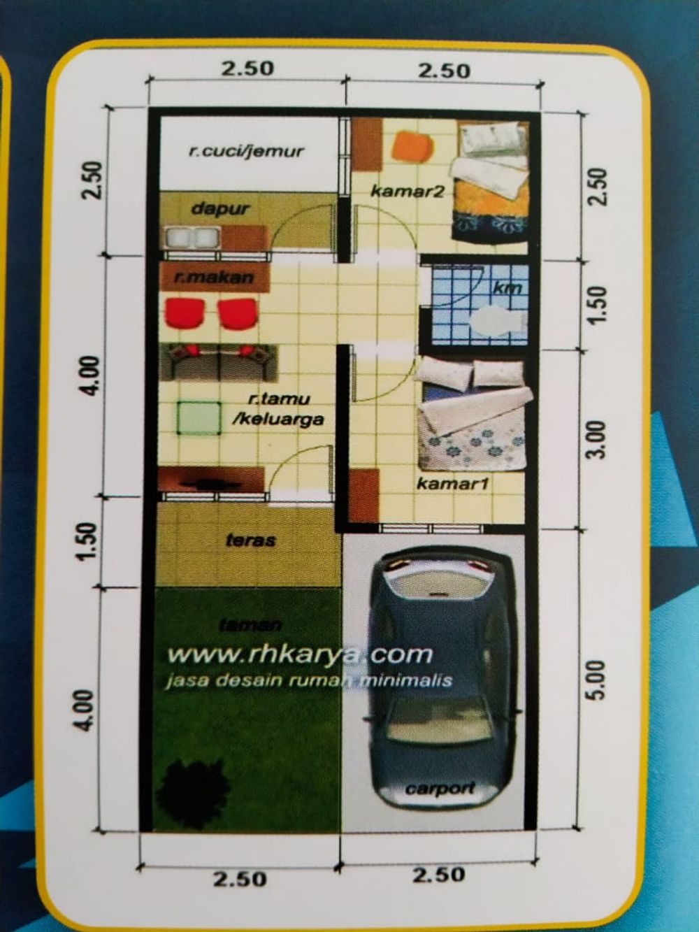 foto denah rumah tipe 30/60 perumahan BUKIT RANTAU INDAH CIANJUR