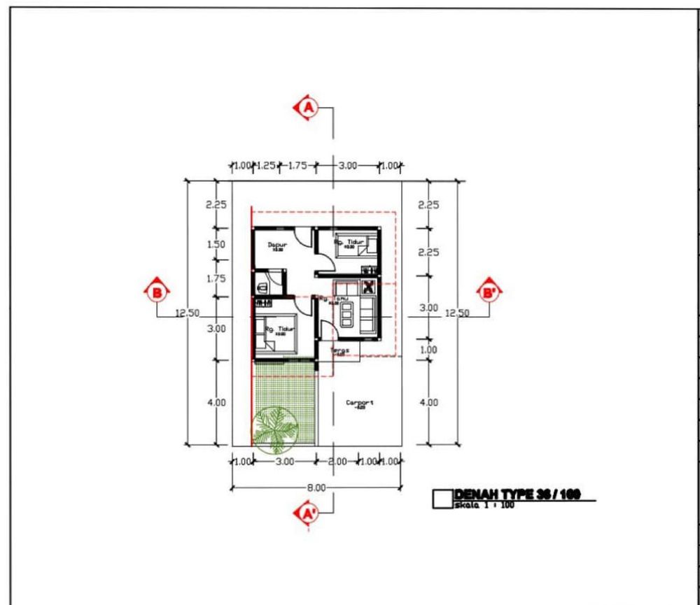 foto denah rumah tipe RHS 36 perumahan SRI INDAH 2