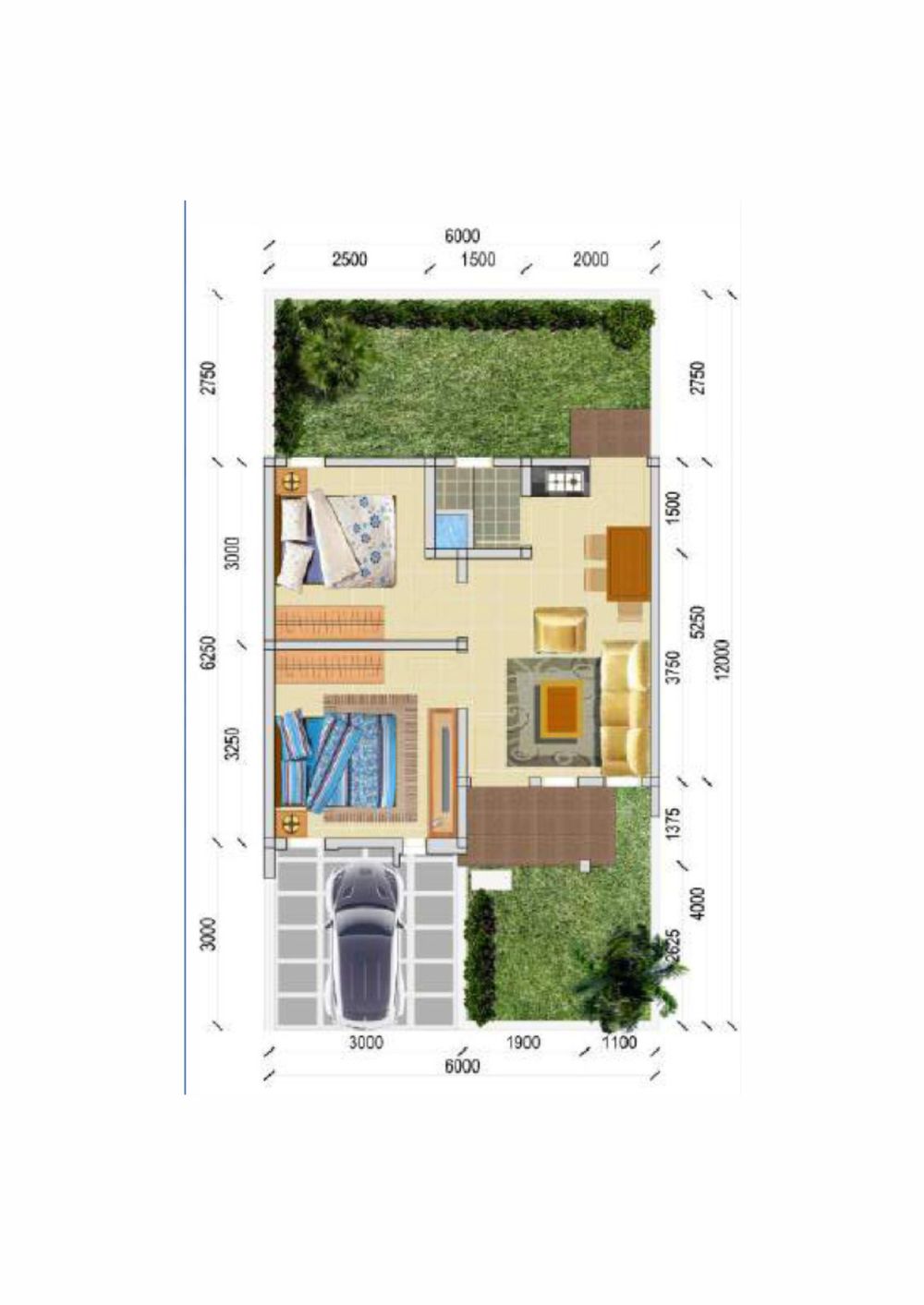 foto denah rumah tipe 36/72 perumahan Woodland Harmoni Residence