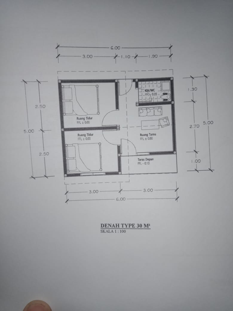 foto denah rumah tipe 30/68 perumahan GRAHA SINAR RAHAYU