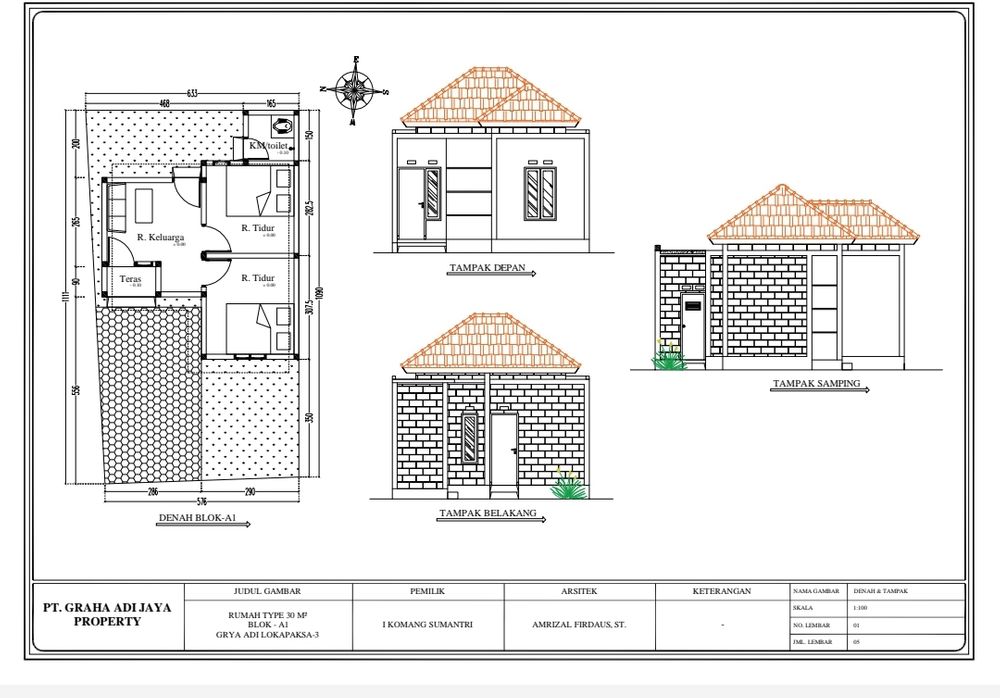 foto denah rumah tipe 30/60 perumahan GRAHA ADI TERRACE