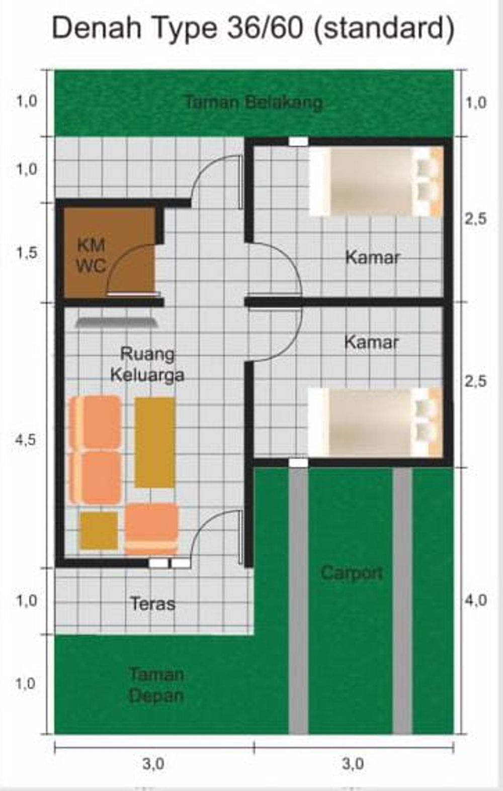 foto denah rumah tipe 36 perumahan TAMAN AMARTHA