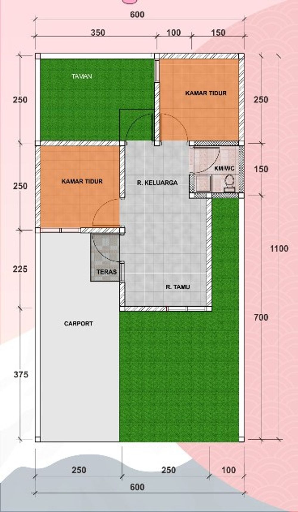 foto denah rumah tipe Subsidi perumahan Bancar Regency 1 Tuntang