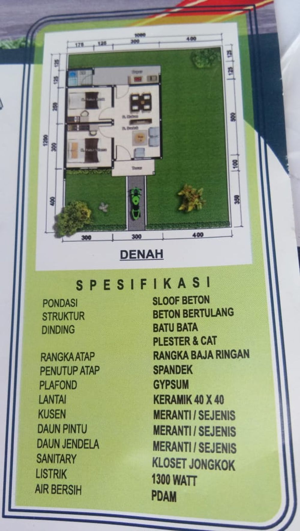 foto denah rumah tipe Rsh perumahan Villa rona indah