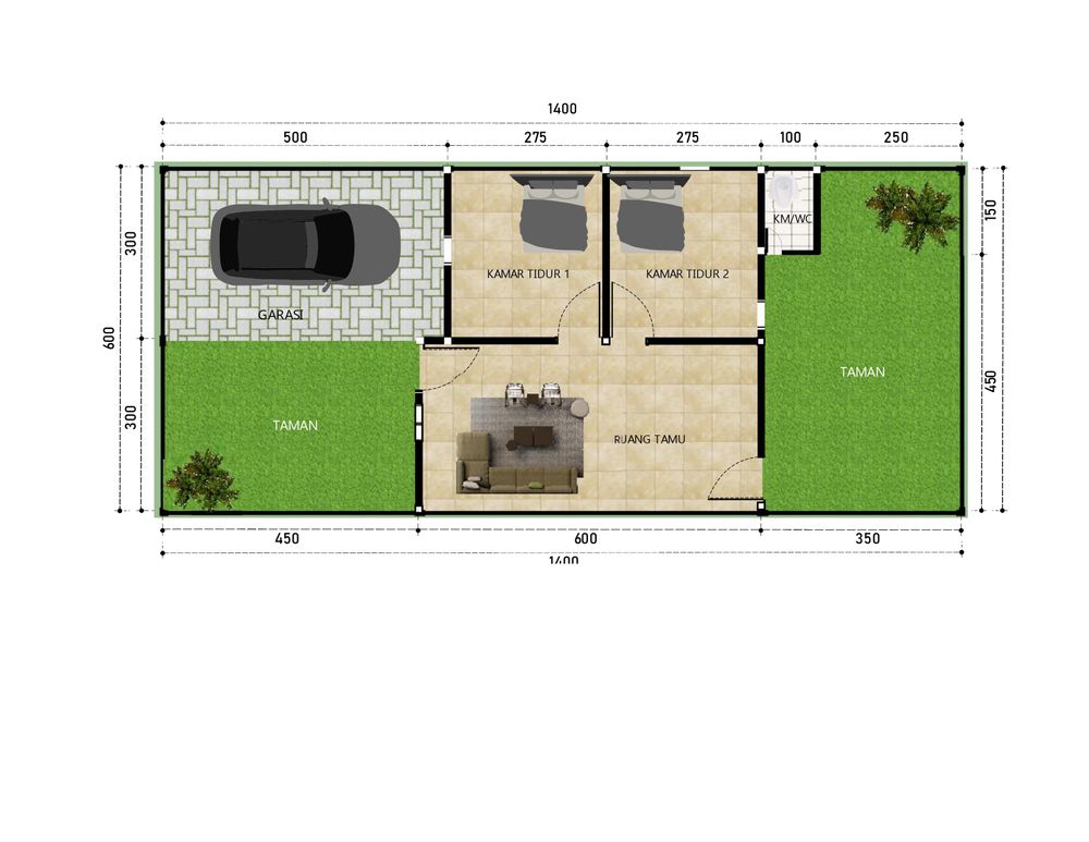 foto denah rumah tipe 36/84 perumahan Zafa Residence