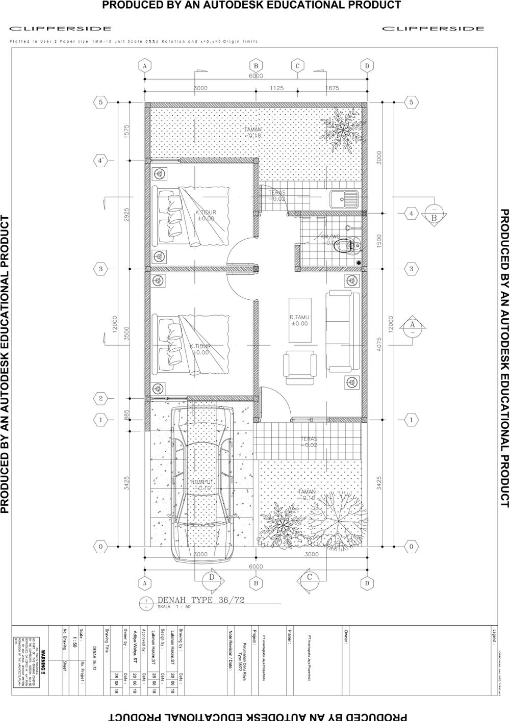 foto denah rumah tipe Jade 36/72 perumahan DARU RAYA