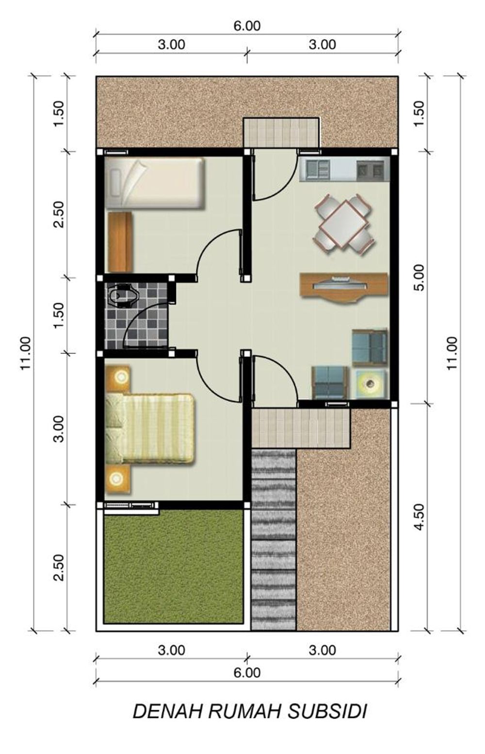 foto denah rumah tipe 36/66 perumahan PESONA CITRA RESIDENCE 