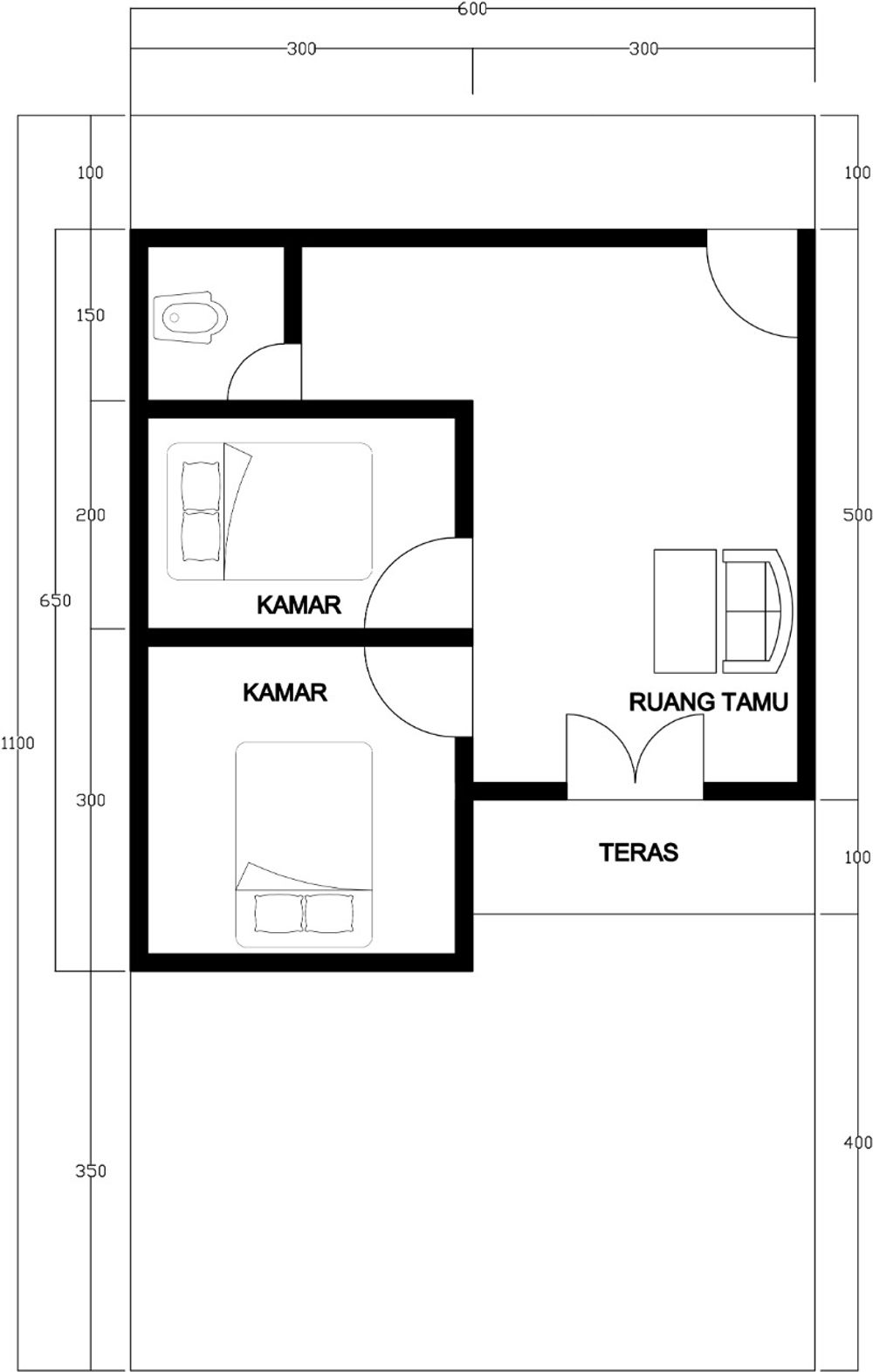 foto denah rumah tipe 36 perumahan GRAND SENTOSA RESIDENCE