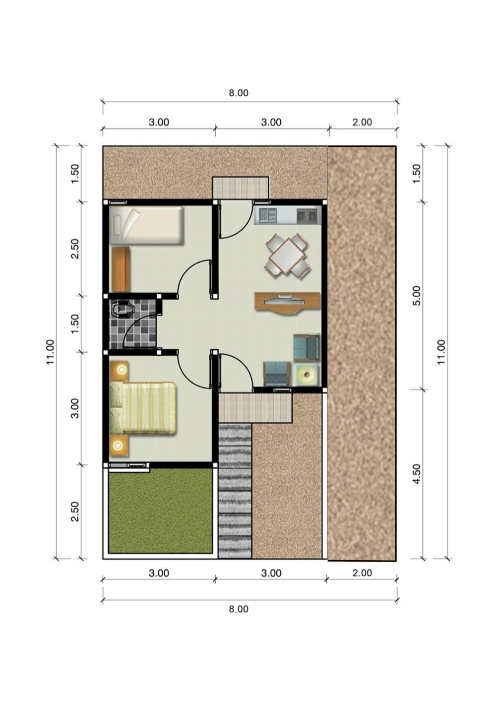 foto denah rumah tipe 36/88 perumahan PESONA CITRA RESIDENCE 