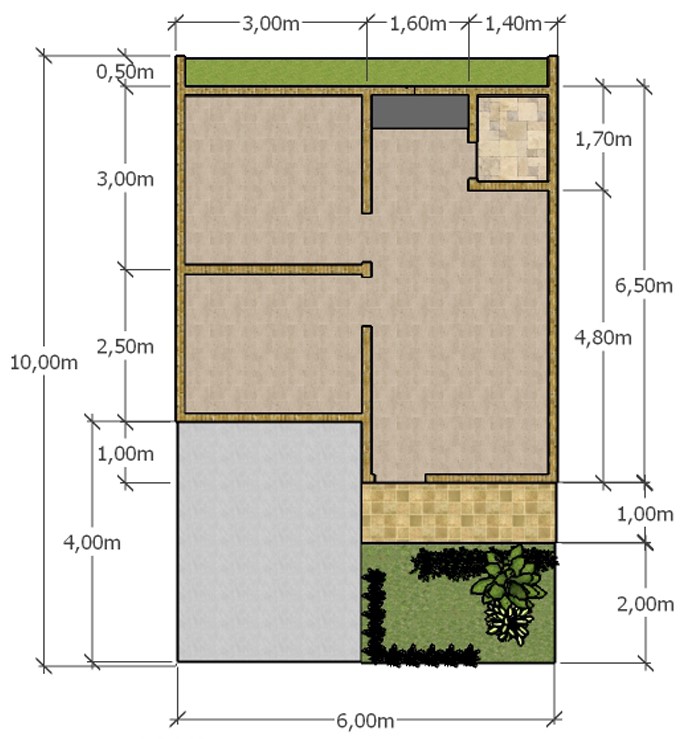 foto denah rumah tipe 36/60 perumahan CINTARATU RESIDENCE