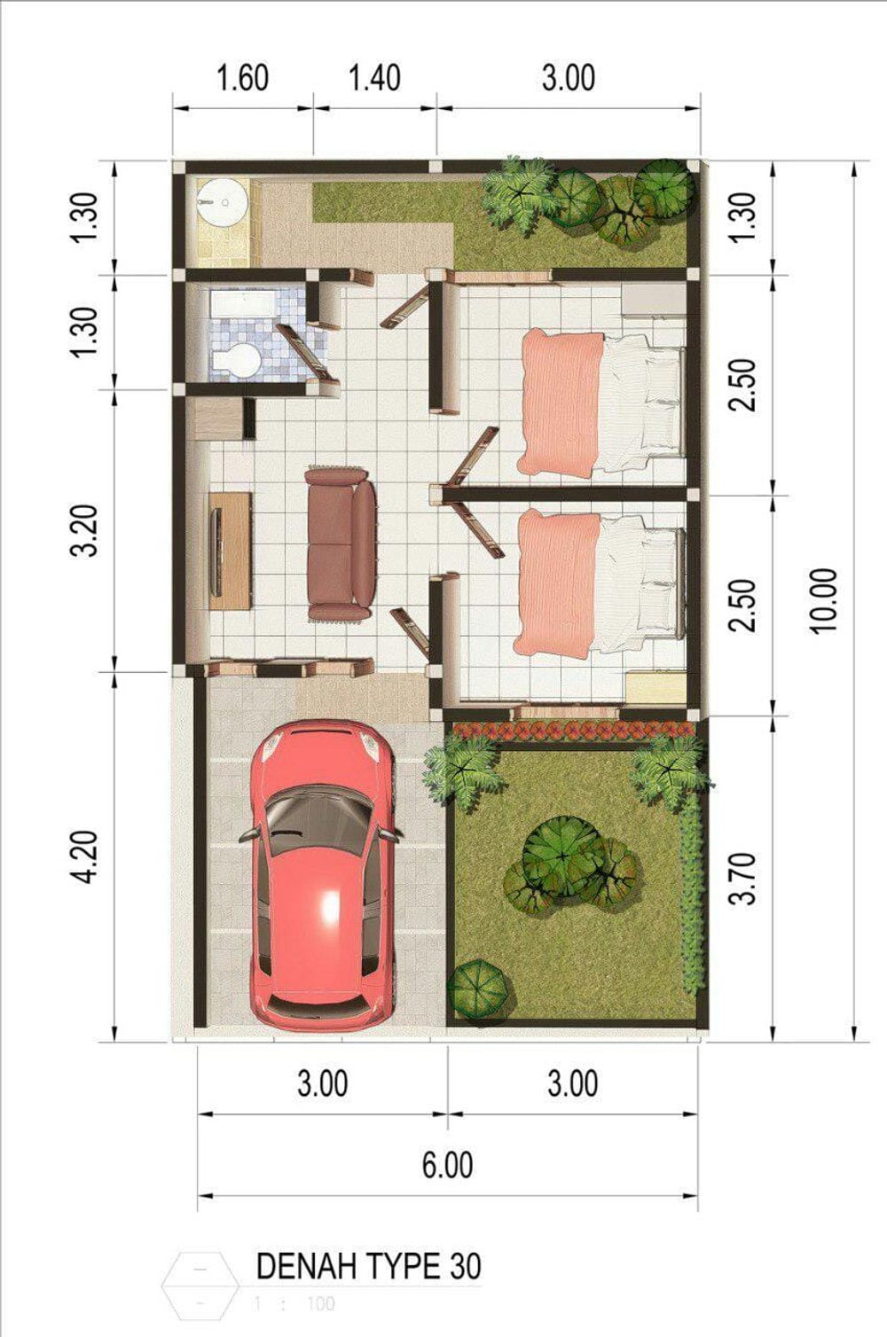 foto denah rumah tipe 30/60 perumahan GRIYA PUTRA RESIDENCE