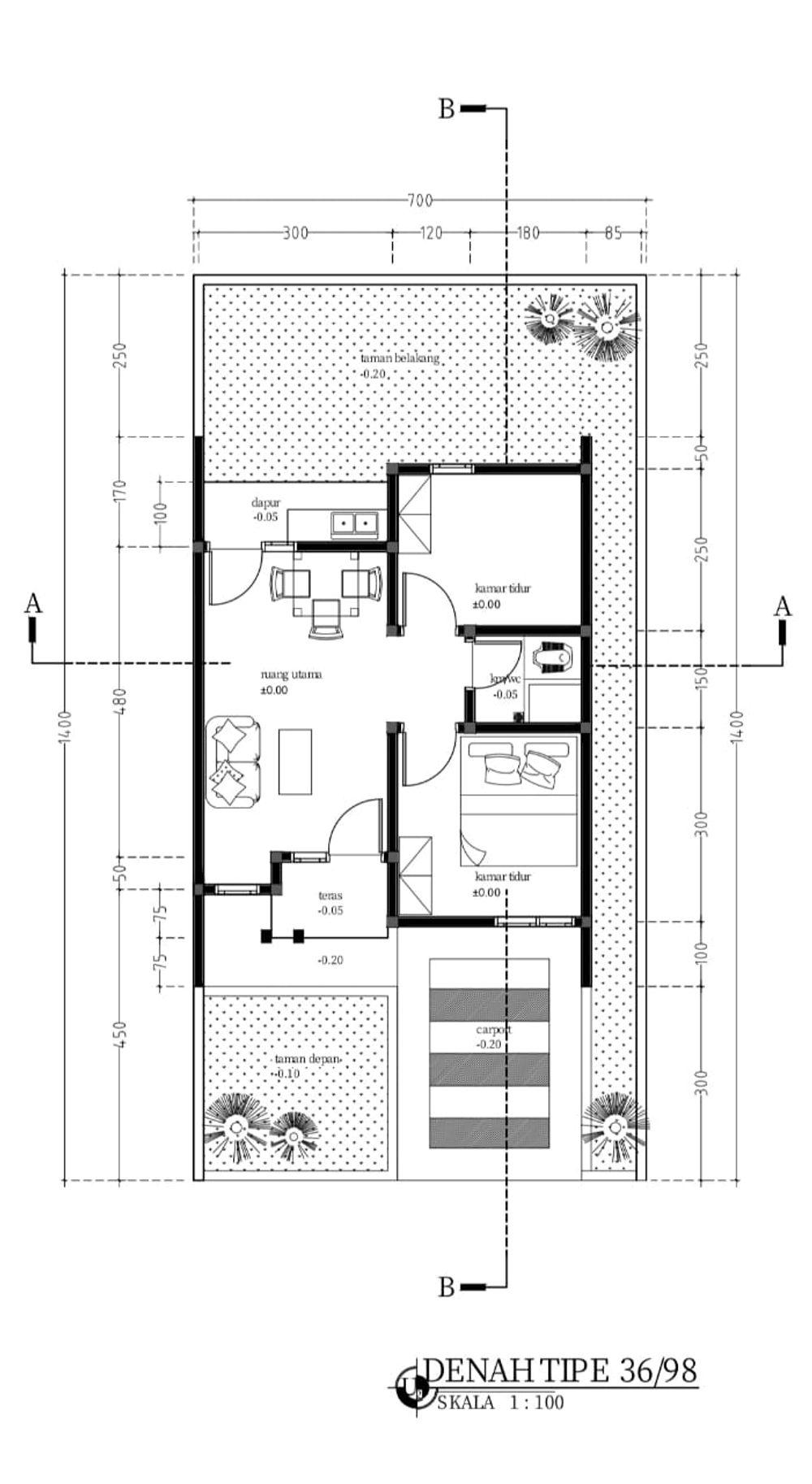 foto denah rumah tipe 36/98 perumahan PERMATA MOTEWE