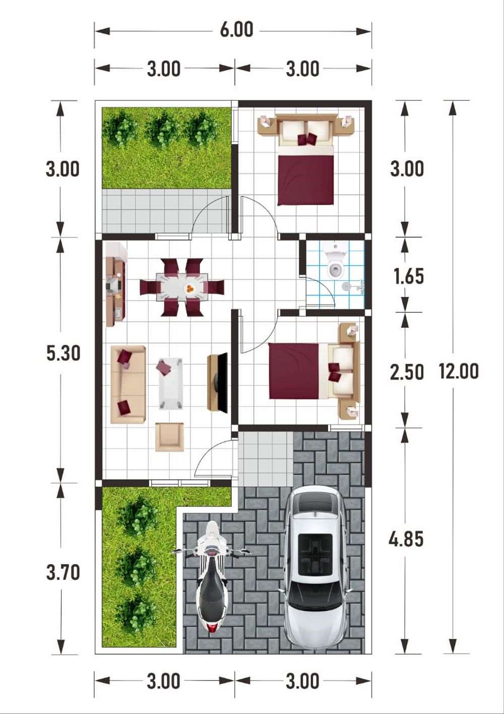 foto denah rumah tipe 41 perumahan GRAND ZAM ZAM REGENCY