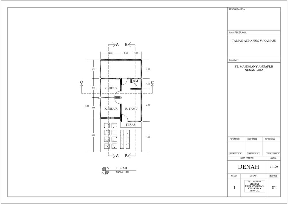 foto denah rumah tipe SUBSIDI 36 perumahan TAMAN ANNAFRIS SUKAMAJU