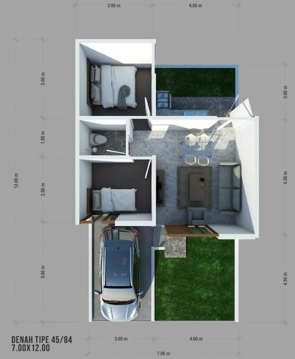 foto denah rumah tipe 45/84 perumahan PANORAMA GARDEN