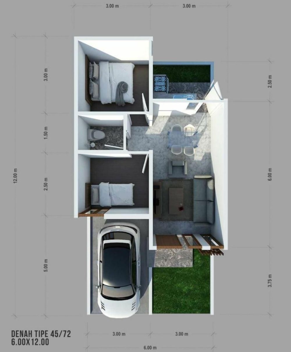 foto denah rumah tipe 45/72 perumahan PANORAMA GARDEN