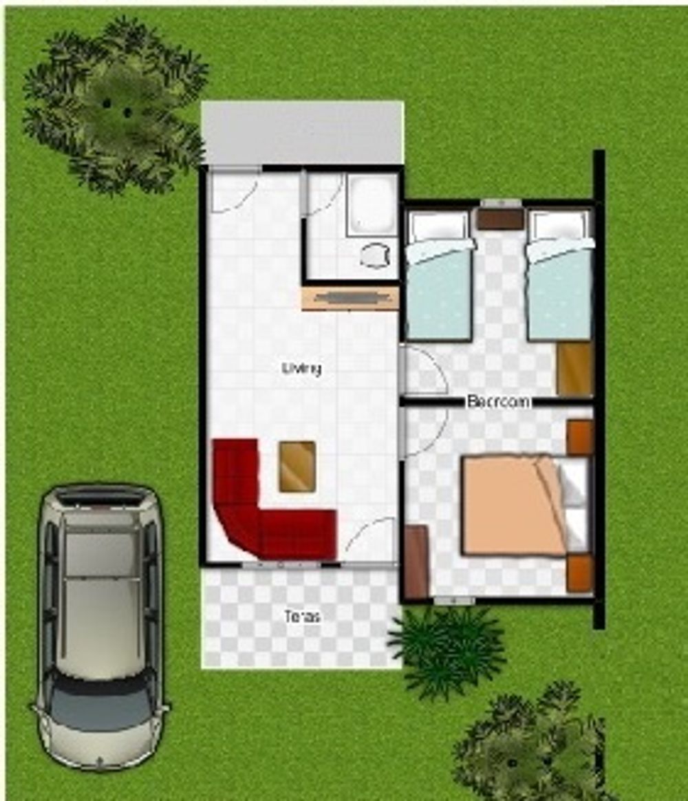 foto denah rumah tipe T 36 perumahan Griya Mandouw Indah 1