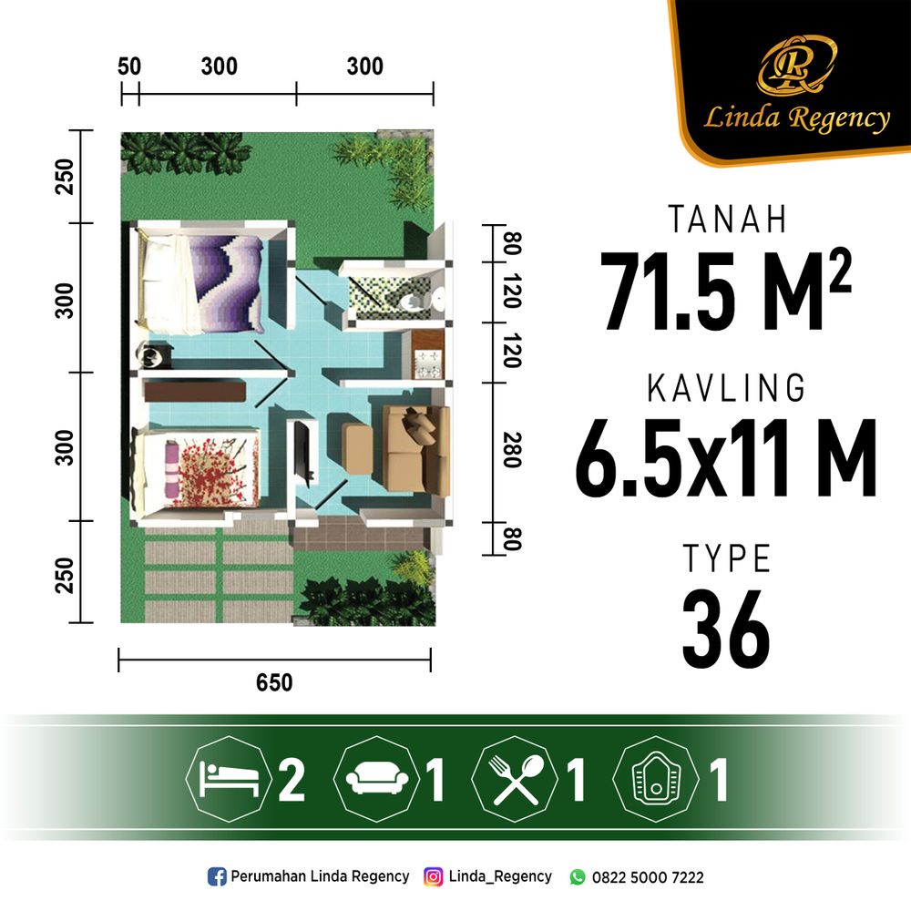 foto denah rumah tipe 36 Couple perumahan Linda Regency 5