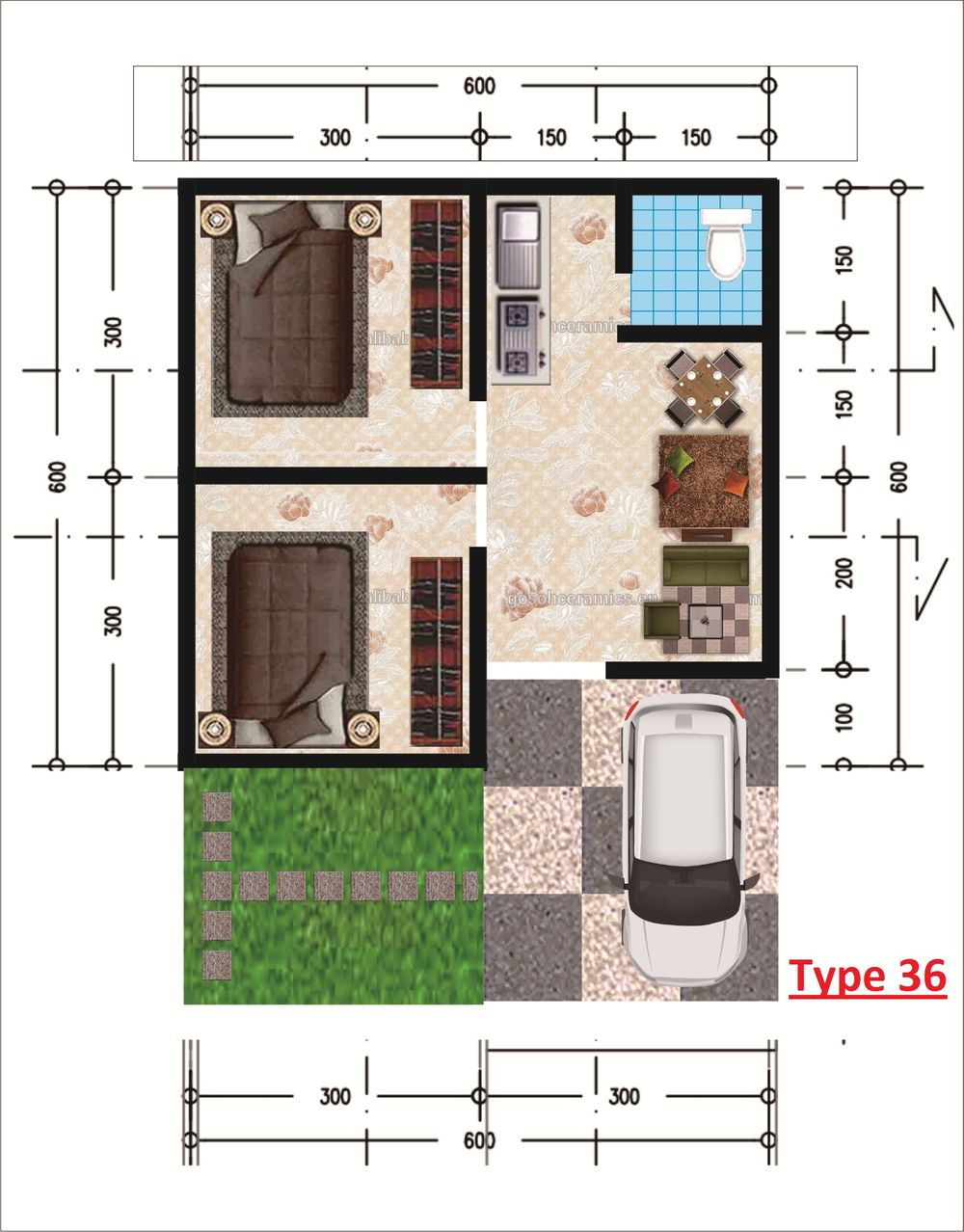 foto denah rumah tipe 36 perumahan Cempaka Indah