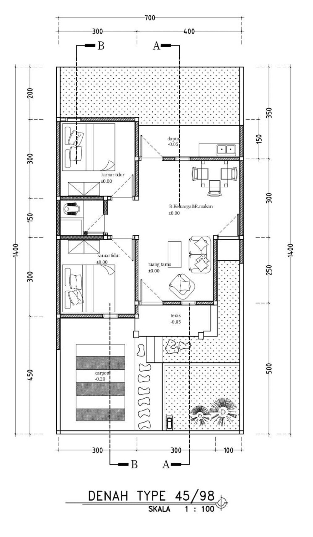 foto denah rumah tipe 45/98 perumahan PERMATA MOTEWE