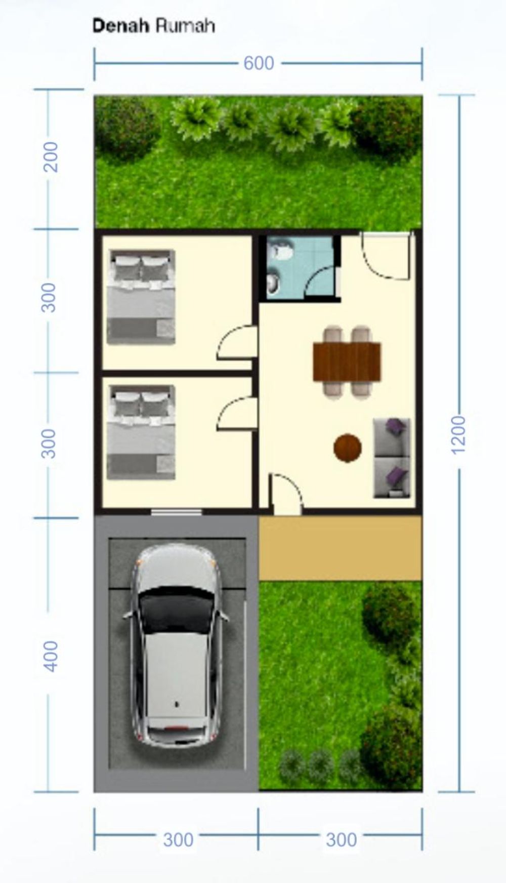 foto denah rumah tipe 36/72 perumahan HARTACU JAYA
