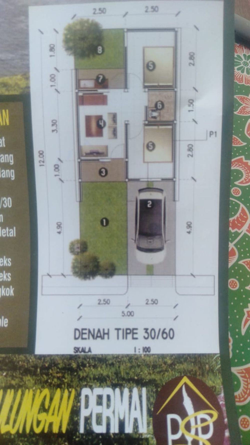 foto denah rumah tipe 30/60 perumahan Pondok sabilulungan permai