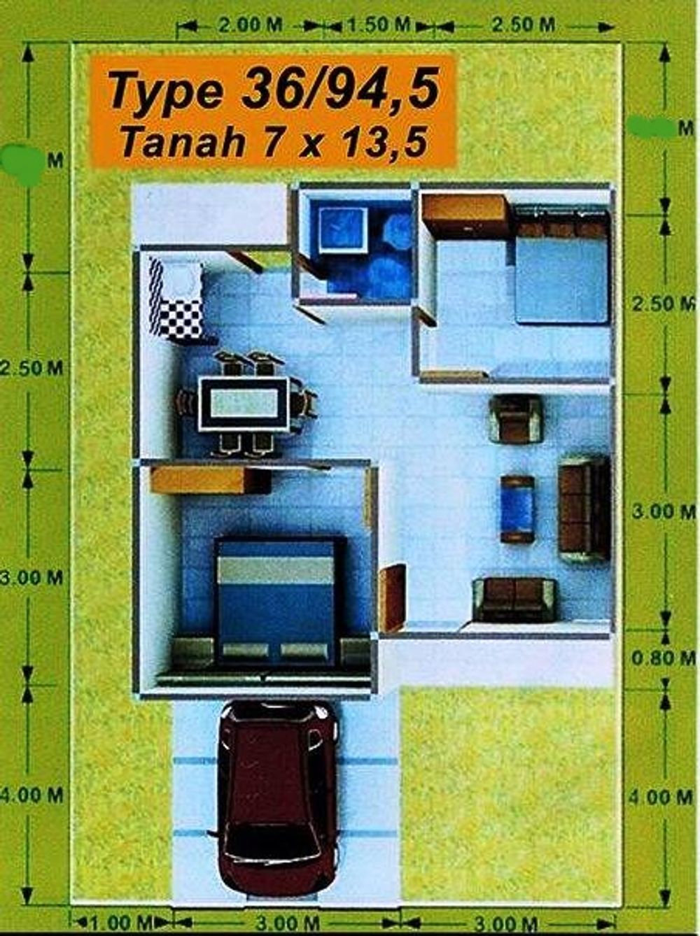 foto denah rumah tipe SINGLE perumahan BUMI KAMPAK PERMAI