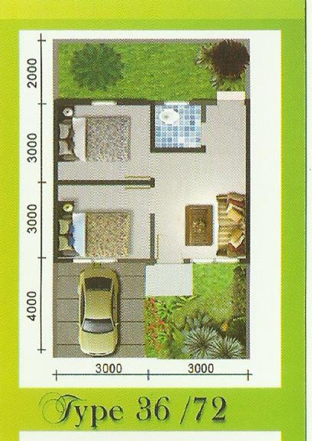 foto denah rumah tipe 36/72 perumahan PERUMAHAN LAGUNA RAYA RESIDENCE