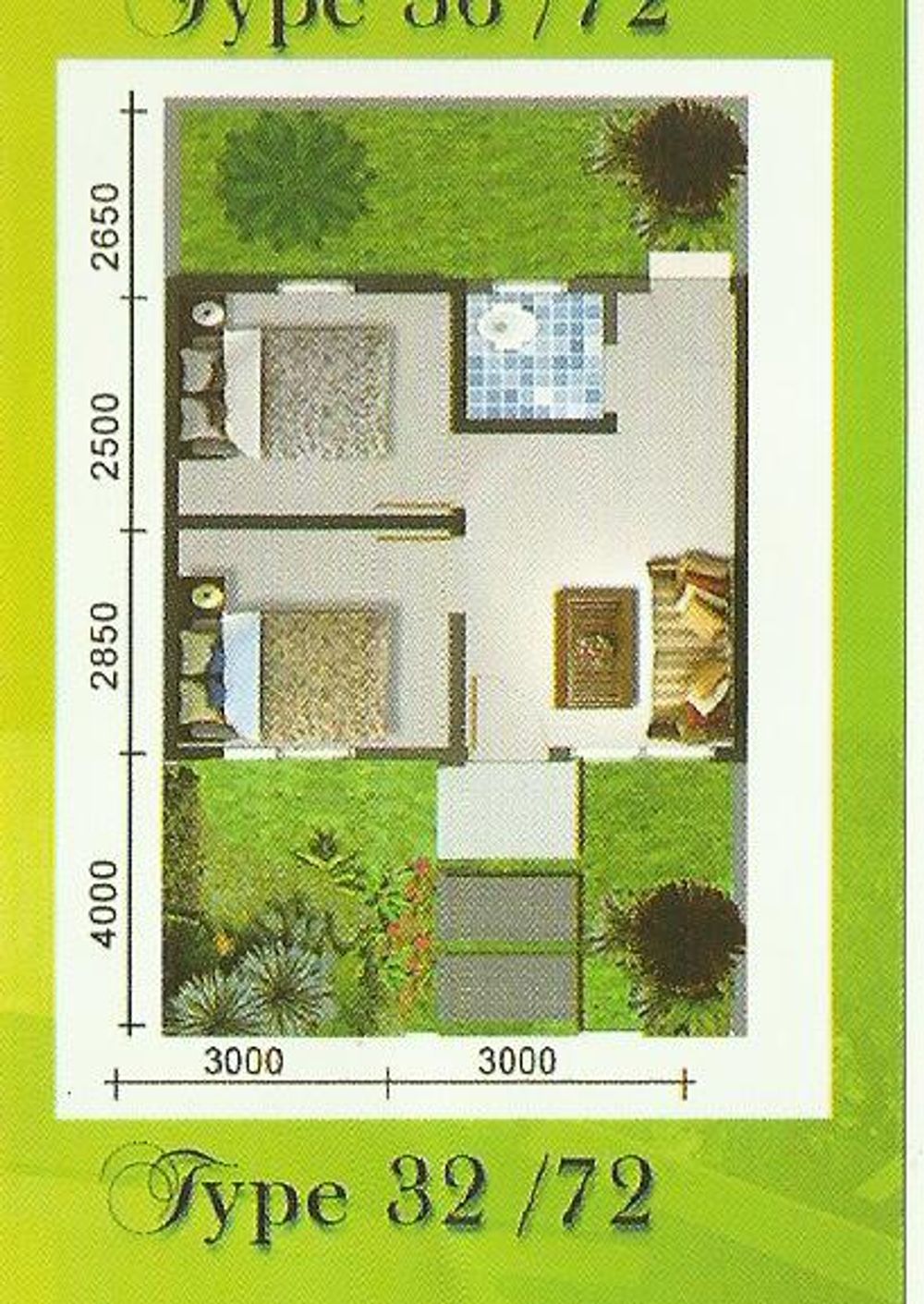 foto denah rumah tipe 32/72 perumahan PERUMAHAN LAGUNA RAYA RESIDENCE