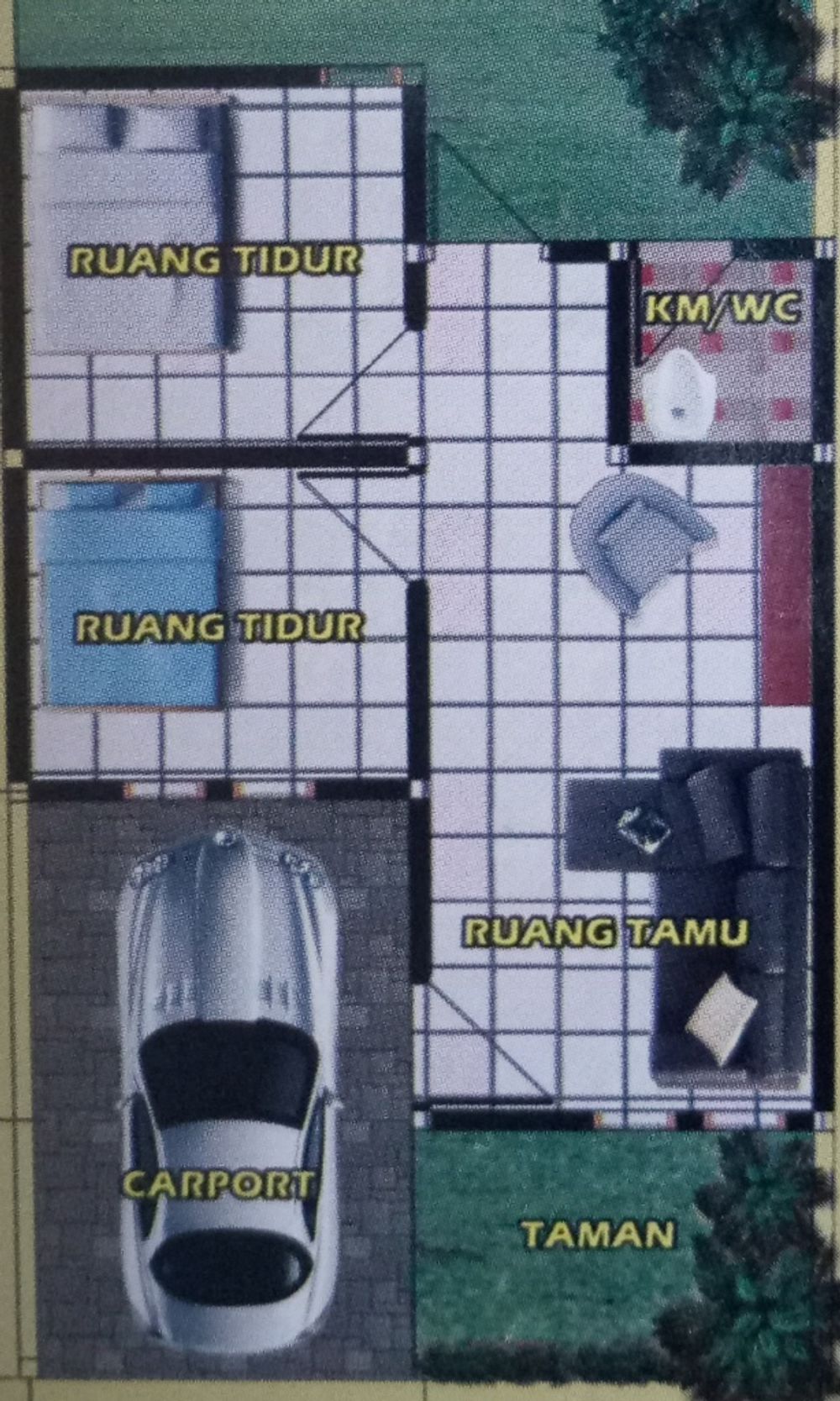 foto denah rumah tipe 36/63 perumahan PERUM BLADON KRIWEN PERMAI