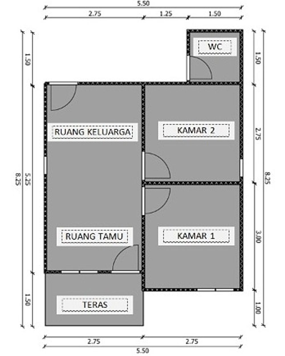 foto denah rumah tipe 36/200 perumahan GRIYA KECIPIR INDAH BLOK B
