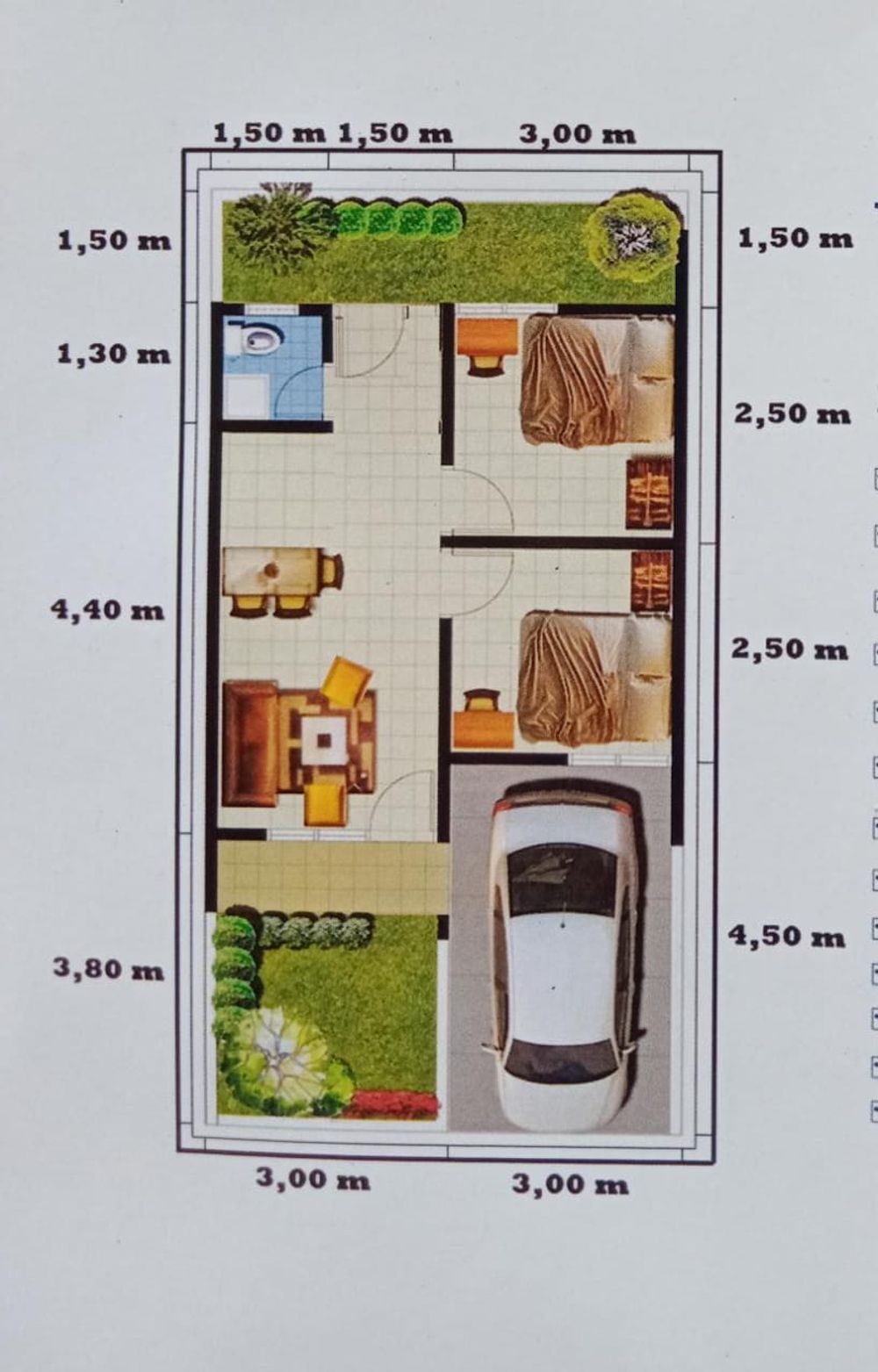 foto denah rumah tipe 36 /66 perumahan The Sambeng Village