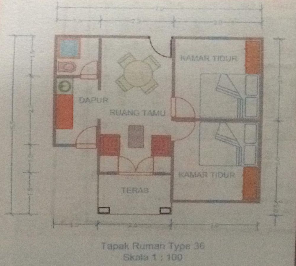 foto denah rumah tipe 36 perumahan Pesona tijar asri 2