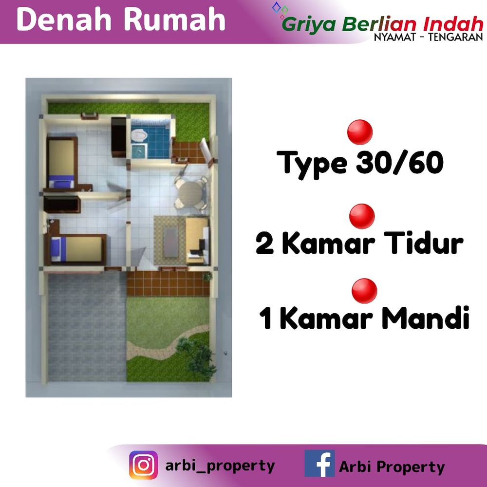 foto denah rumah tipe 30/60 perumahan Griya Berlian indah