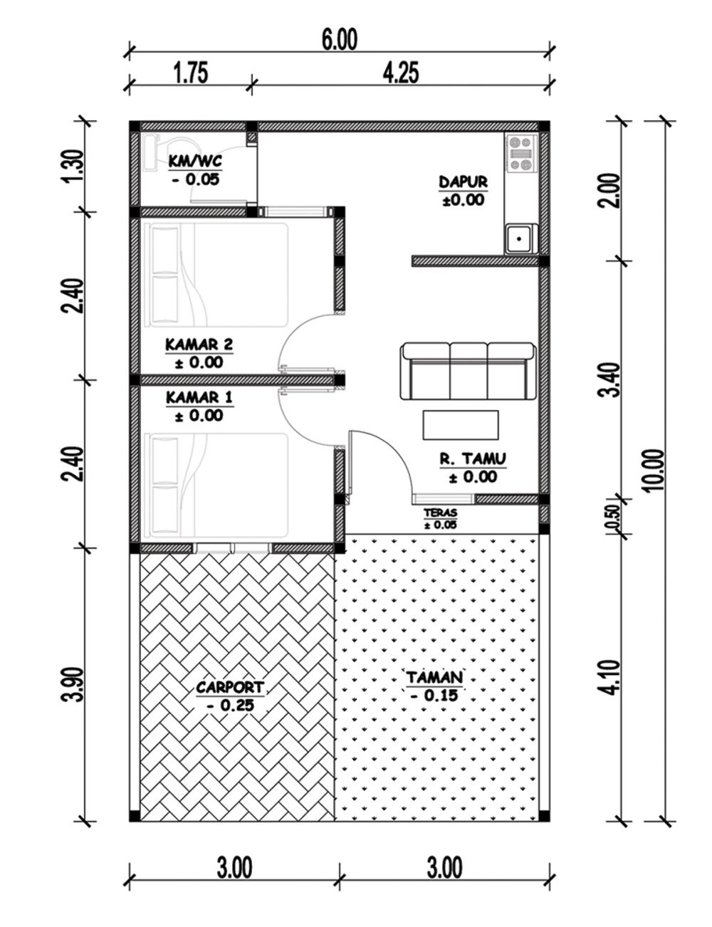 foto denah rumah tipe 36/60 perumahan Green Banjarejo Residence
