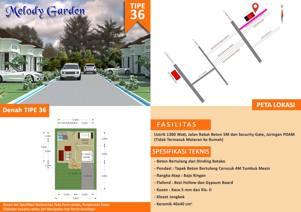 foto denah rumah tipe 36 perumahan MELODY GARDEN