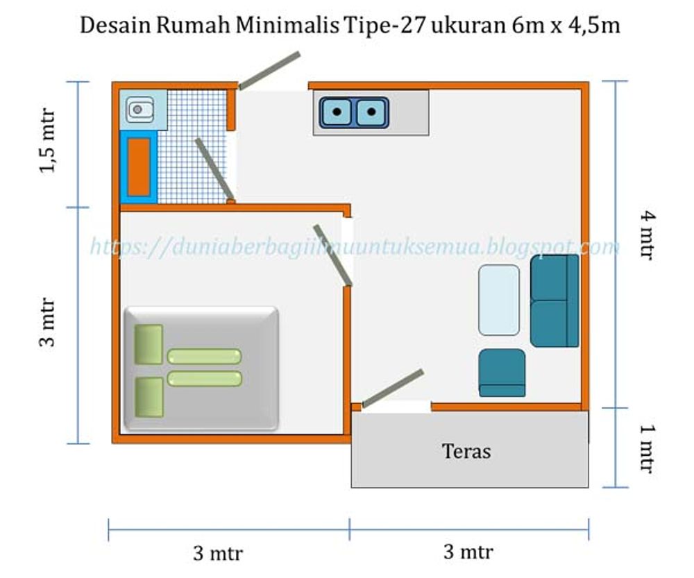 foto denah rumah tipe 30/66 perumahan Pesona Bukit Cikembar