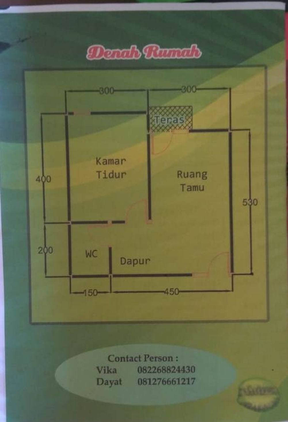 foto denah rumah tipe RHS 36 perumahan ZONA ASRI