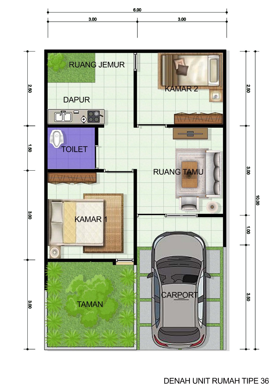 foto denah rumah tipe Osaka perumahan CLUSTER GARDENIA GRAND NATURA
