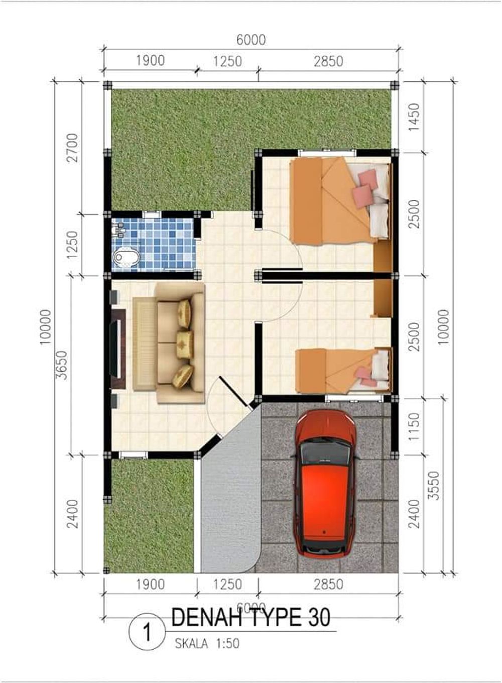foto denah rumah tipe subsidi perumahan Griya Wantilan Residence