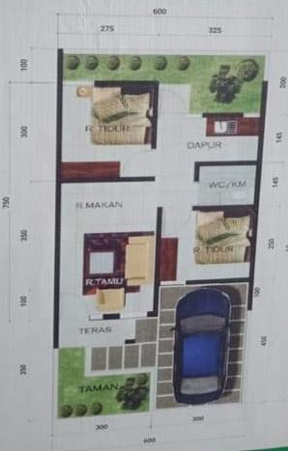 foto denah rumah tipe 40/72 perumahan Puri indah residence
