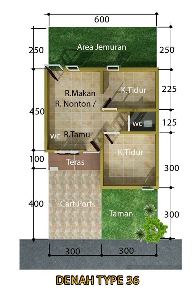 foto denah rumah tipe 36/91 perumahan Griya Hannah Asri