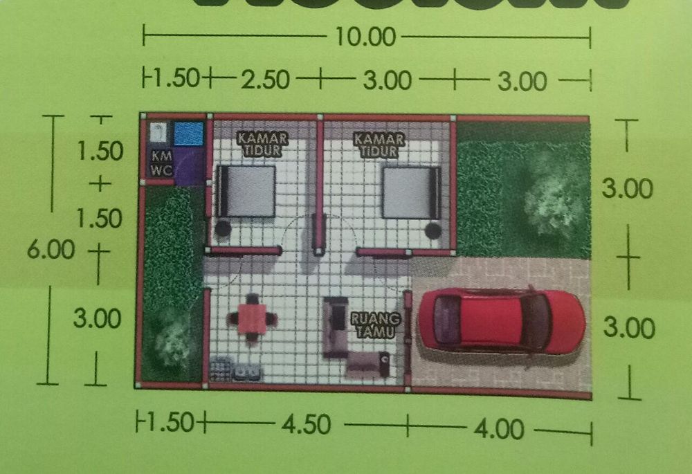 foto denah rumah tipe 30/70 perumahan Ndalem Giripeni