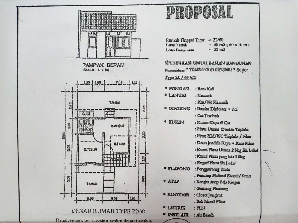 foto denah rumah tipe 22/60 perumahan Tamansari Permai