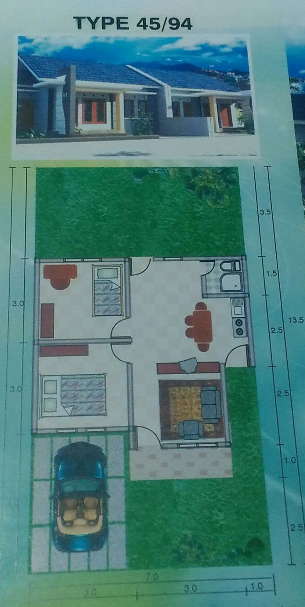 foto denah rumah tipe 45 perumahan ROYAL GARDEN 2