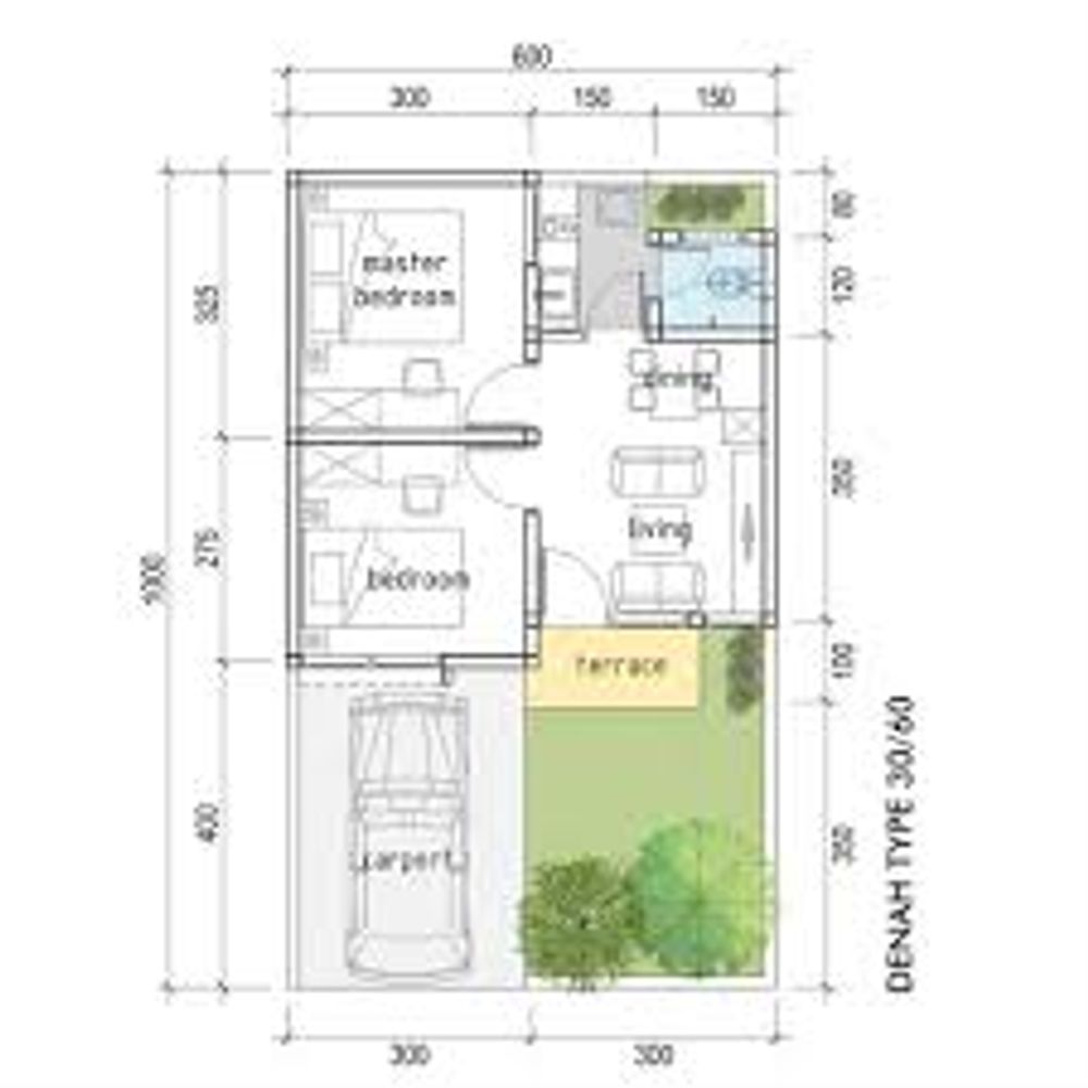 foto denah rumah tipe 30 / 60 perumahan Perum marina regency