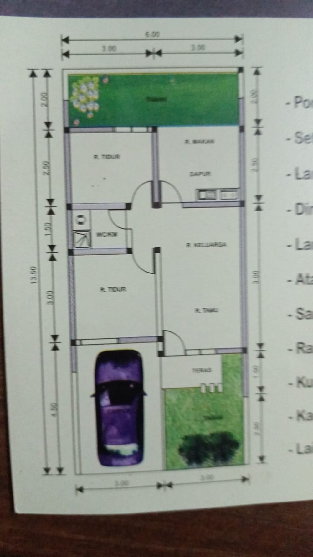 foto denah rumah tipe 45/80 perumahan JATI INDAH PERMAI